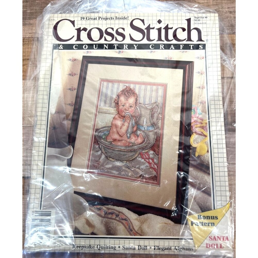 Vintage Cross Stitch & Country Crafts Book Baby Bath Embroidery, And other Patte